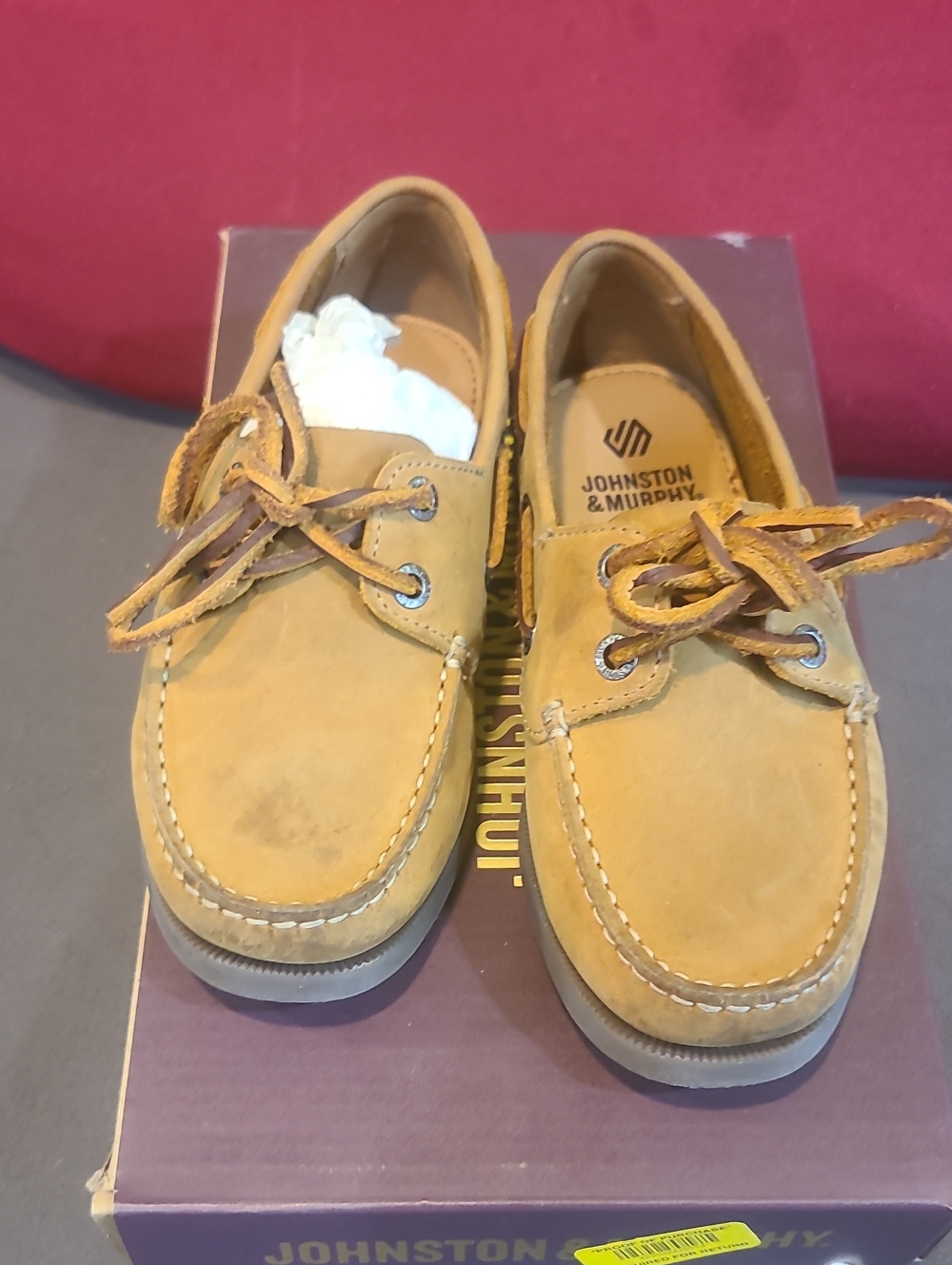 Johnston & Murphy Tan Suede Boat Shoes